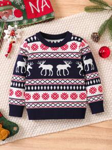 Jersey de punto navideño para niños - Azul Marino - Ver 1