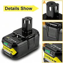 18V Replacement 5.5Ah Battery For Ryobi P102 P103 P104 P105 P107 P108 P109 P122 For Ryobi ONE+ 18-Volt Tools Li-Ion Battery - Black - View 9