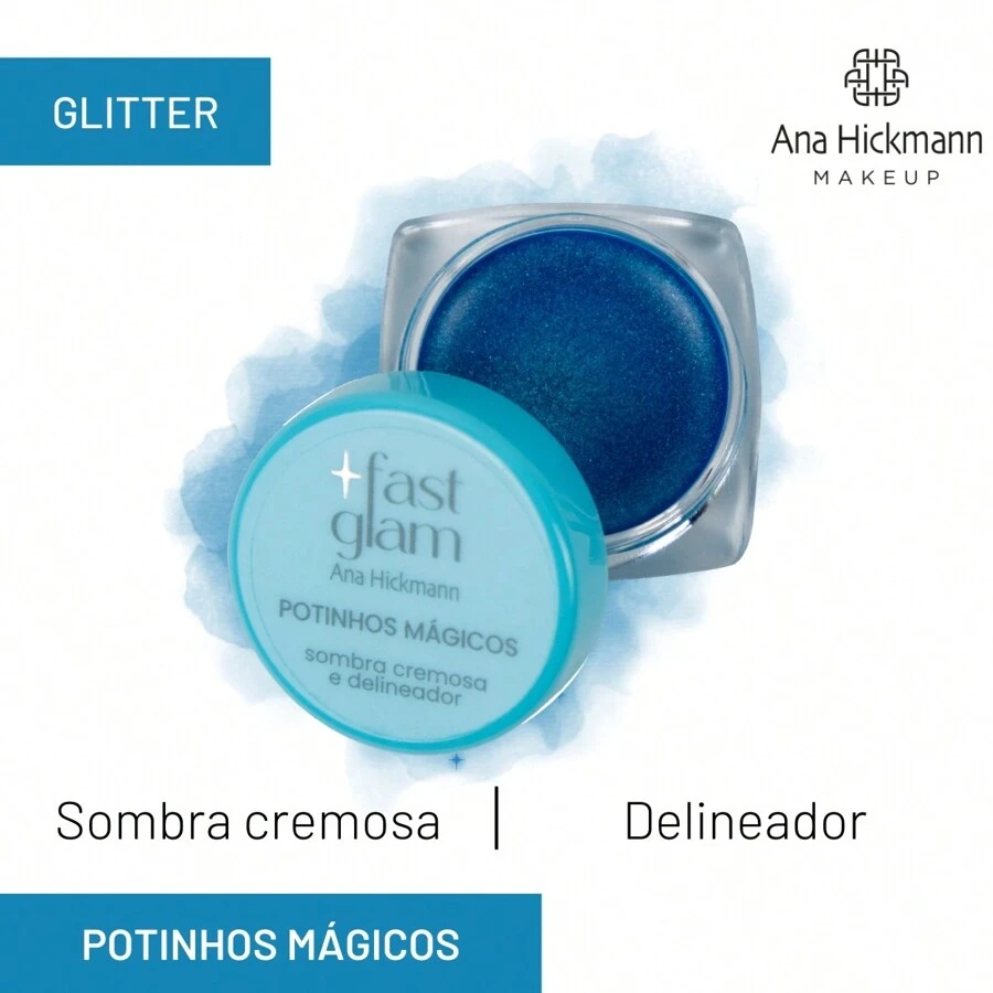 Creamy Eyeshadow And Eyeliner Ana Hickmann Fast Glam Potinhos Mágicos - 藍色閃光 - C399 - 查看 1