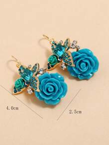 Bông tai trang trí hoa đính đá - Màu xanh lam - Xem 2