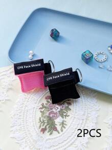 2pcs CPR Emergency Mask Portable Keychain With One-Way Valve Breathing Mask First Aid Rescue Emergency Kit Disposable CPR Mask Face Shield First Aid Mask Lanyard Card Holder Lanyard With Id Holder Card Holder Lanyard Id Badge Holder - Multicolor - View 1