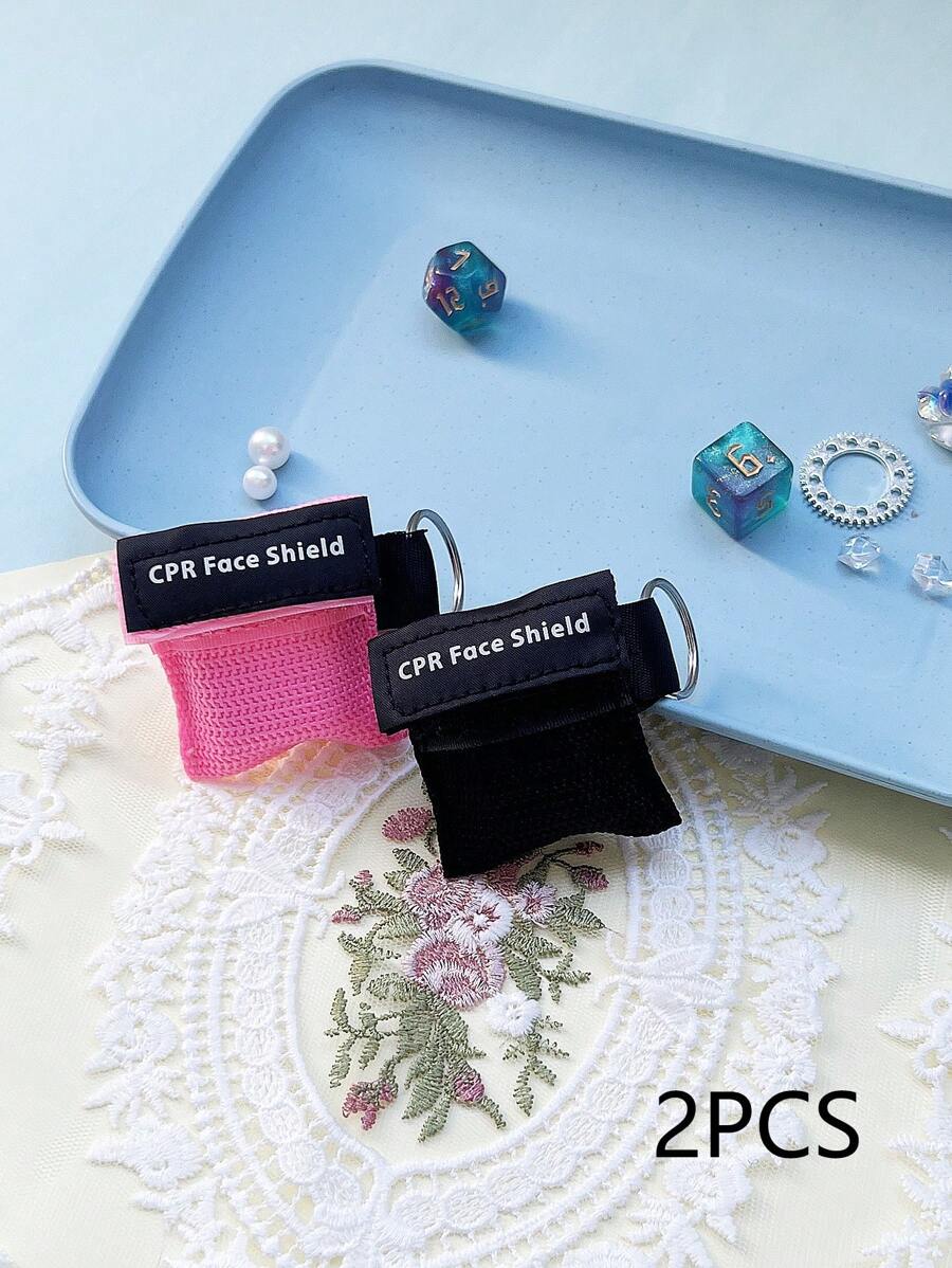 2pcs CPR Emergency Mask Portable Keychain With One-Way Valve Breathing Mask First Aid Rescue Emergency Kit Disposable CPR Mask Face Shield First Aid Mask Lanyard Card Holder Lanyard With Id Holder Card Holder Lanyard Id Badge Holder - Multicolor - View 1