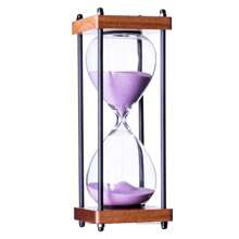 Large Hourglass Timer 60 Minute, Decorative Wooden Sandglass - Purple Sand - View 2