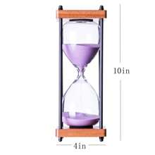 Large Hourglass Timer 60 Minute, Decorative Wooden Sandglass - Purple Sand - View 3