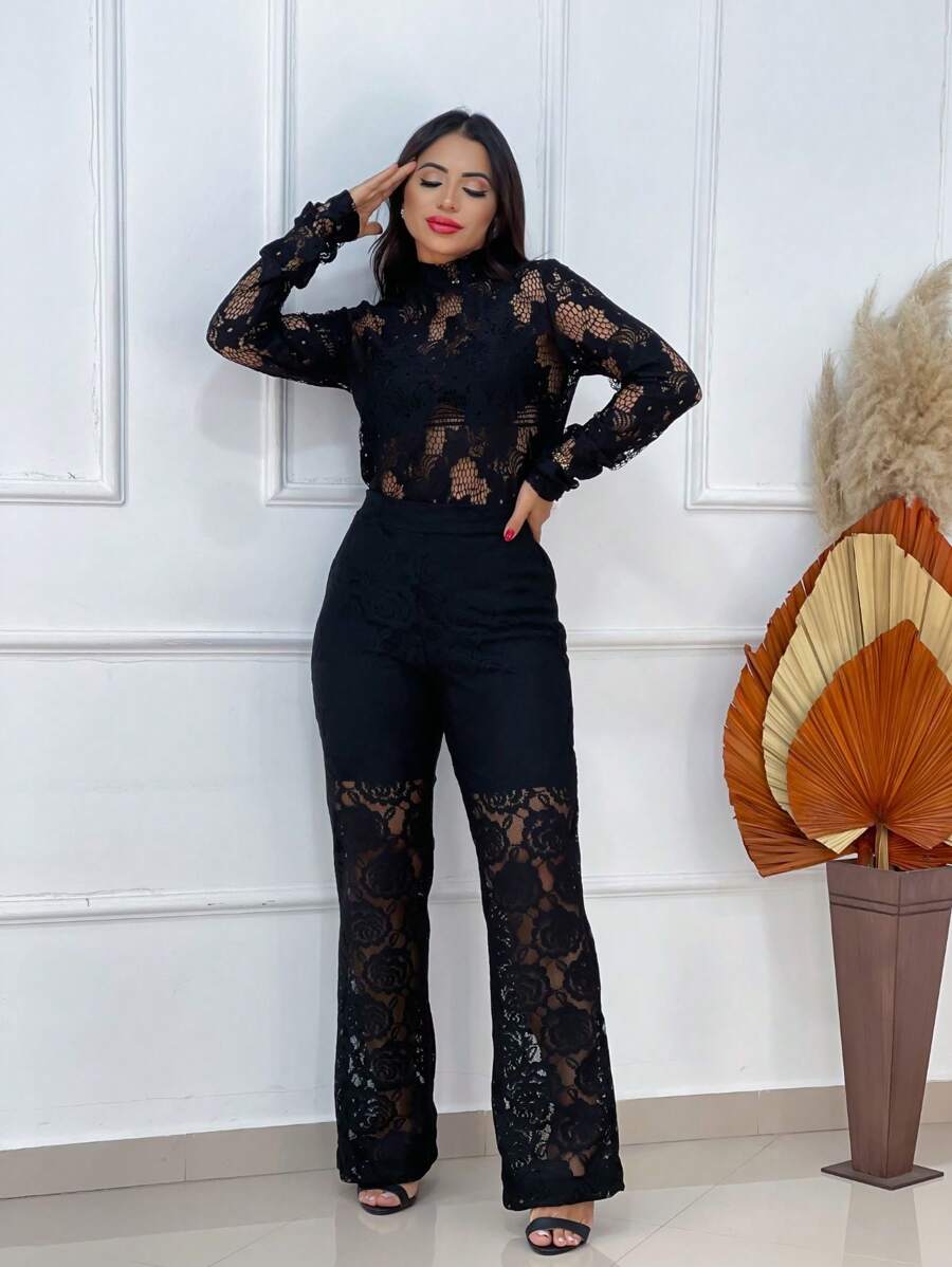 Women's Lace Set - 黑色 - 查看 1