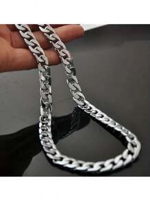 2 件/套男女通用不锈钢链式项链和手链组合 - 大胆叛逆的嘻哈朋克摇滚 NK 情侣首饰 - 銀色 - 查看 4
