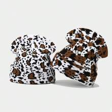 Women's Cow Print Beanie Men's Cuffed Knit Hat Winter Warm Beanie Caps - Multicolor - View 2