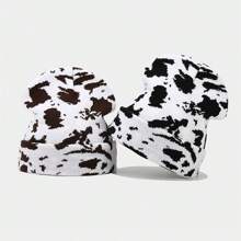 Women's Cow Print Beanie Men's Cuffed Knit Hat Winter Warm Beanie Caps - Multicolor - View 4