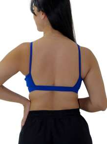 KIT 2 Women's Spaghetti Strap Top Gym Open Back Naked Gym - 寶藍色 - 查看 2