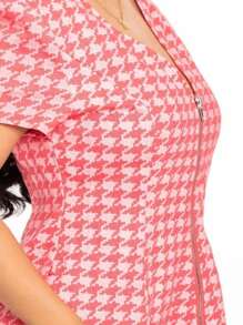 HOUNDSTOOTH CHAIN-BELT MINI DRESS - Pink - View 6