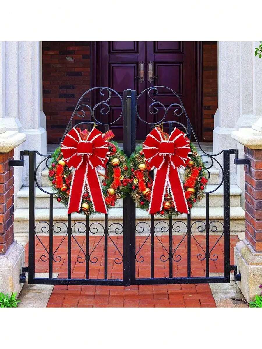 1 Stück extra große Weihnachts-Samt-Draht-Schleife - Baumspitze - Weihnachtsdekoration - Kränze, Party Geschenke, Innen- und Außendekoration Schleife (Rot), Weihnachten