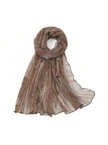 1pc Elastic Metallic Gold Thread Sheer Scarf Shawl Valentine's Day Valentines - Multicolor - View 18