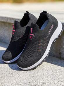 Tenis ortopédicos para mujer, fascitis plantar, sin ataduras, con soporte de arco, zapatos casuales para caminar - Negro - Ver 5