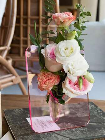 1pc Transparent Glass Vase, Nordic Style Decorative Vase With Photo Frame, Hydroponic Flower Vase Home Decor Room Decor