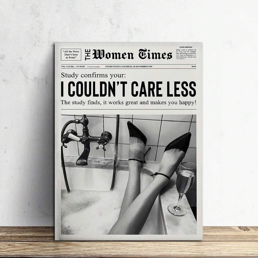 1幅潮流藝術,黑白畫作,報紙新聞印刷品,復古酒吧裝飾,女性美學藝術,女性印刷品,適合送給她的禮物 - 彩色 - 查看 1