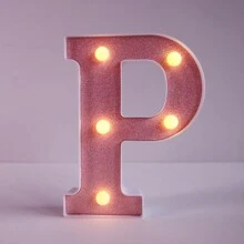 1pc Shiny Pink LED Letter Light, English Alphabet & Number Night Light, Battery Powered, Warm Glow, For Home Decor, Wall Decor, Kitchen Decor, Game Room Decor, Party Decor, Birthday Party, Outdoor Decor, Wedding Decor, Bedroom, Study, Graduation Party, Camping Decor