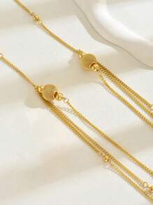 1pc Gorgeous Eid Al Fitr Premium Round Bead Tassel Long Necklace Sweater Chain Women's Wedding Party Accessories