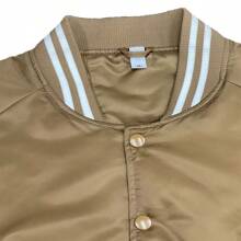 Men Solid Varsity Bomber Jacket Waterproof Fall Winter Summer Lightweight All Season Striped Trim Slant Pockets Baseball Jacket Snap Button - Taupe - View 3