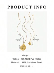 1 件新款奢华简约螺旋圈海星 18K 金防水百搭项链女士 - 項鍊 - 查看 5