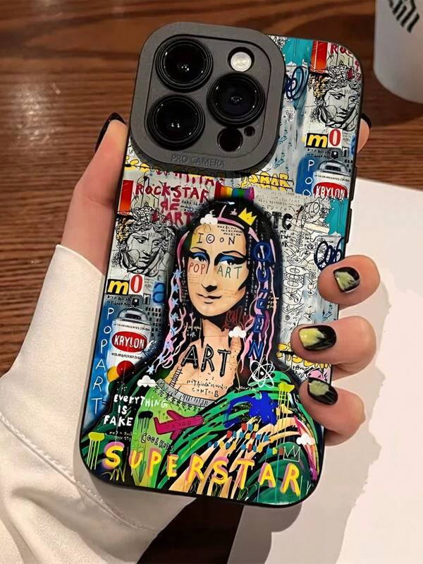 Funda de silicona líquida para teléfono móvil con patrón de arte callejero de la Mona Lisa, protección corporal completa, a prueba de golpes y caídas, funda de goma suave TPU compatible con iPhone 11/12/13/14/15/15pro/15 Plus/15 Promax/7plus/8plus/X/Xs Max/Xr/11pro/12pro/13pro/14pro/12mini/13mini/11promax/12promax/13promax/14promax/14plus/6/6s/6plus/7/8/Se y Galaxy/A54/A14/A12/A13/A15/A32/A33/A24/A52S/S20/S21/S22/S23/S24/S23Plus/S24ultra, resistente al agua y a los arañazos
