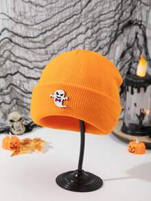 1pc Men Casual Ghost Pattern Knitted Skull Cap, Warm Hat Suitable For Halloween And Daily Wear Skeleton - Multicolor - View 6