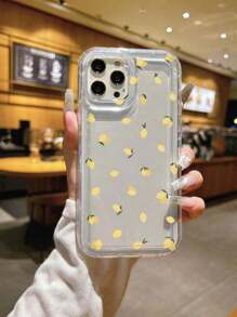 1pc Full Screen Lemon Pattern Transparent Shockproof Phone Case Compatible With IPhone 15 Pro Max, 11/12/13/14 Plus, XR/7/8 Plus, TPU Protective Cover - Clear - View 4