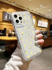 1pc Full Screen Lemon Pattern Transparent Shockproof Phone Case Compatible With IPhone 15 Pro Max, 11/12/13/14 Plus, XR/7/8 Plus, TPU Protective Cover - Clear - View 2