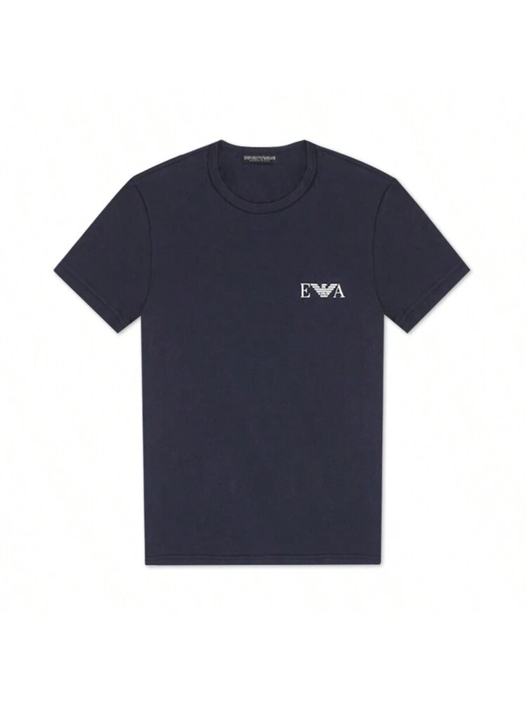 Emporio Armani Men Lightweight Jersey T-Shirt With Logo Embroidery