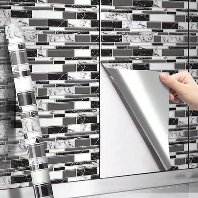 1 Rollo de papel tapiz autoadhesivo para salpicadero de cocina, pegatina impermeable para azulejos de cocina y baño, vinilo decorativo para encimeras, decoración del hogar, decoración de primavera, regalo de inauguración de la casa