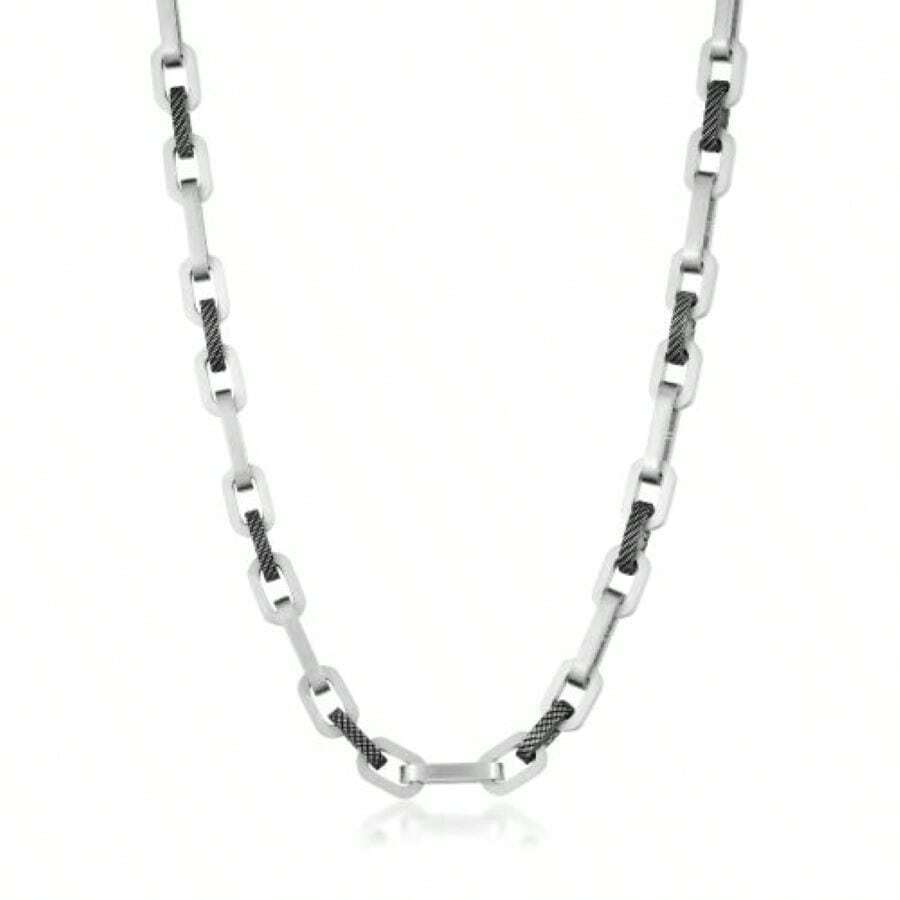 Men's Two‑Tone Ion‑Plated Stainless Steel Franco Chain Necklace 8 Mm – 24″ Everyday Modern Necklace - Thép - Xem 1