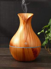 Air Humidifier And Flavorizer Wooden Vase Shape Ultrasonic Diffuser With Colorful LED Usb - 摩卡棕 - 查看 2