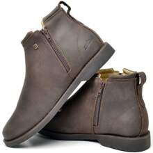 Zebu Original Boot With Side Zips Leather Boot Black Sole Style And Comfort Ideal For Everyday Life - 鏽棕色 - 查看 4