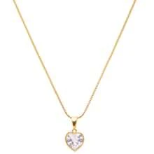 Zirconia Heart Necklace Venetian Chain 18k Gold Plated - 金色 - 查看 2
