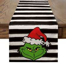 1 件新品現代簡約幾何亞麻條紋桌布,黑白格紋桌布,適合居家裝飾 - 黑與白 - 查看 10