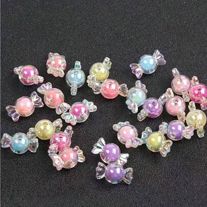 50 pièces de perles acryliques de forme de bonbon coloré pour la fabrication de bracelets et colliers DIY