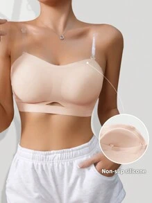 女士无缝无钢圈聚拢文胸，轻盈柔软内衣，内衣 - 淺粉色 - 查看 5