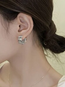 5pairs Metal Personality French Chic Elegant Minimalist Niche Heart Alloy Hoop Earrings Set For Women Valentines