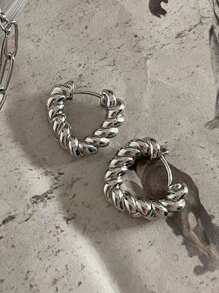 5pairs Metal Personality French Chic Elegant Minimalist Niche Heart Alloy Hoop Earrings Set For Women Valentines