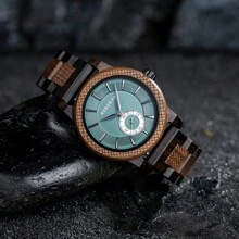 BOBOBIRD BOBO BIRD Stijlvol herenhorloge Niche Walnoot & Ebbenhouten polshorloge