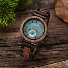 BOBOBIRD BOBO BIRD Stijlvol herenhorloge Niche Walnoot & Ebbenhouten polshorloge