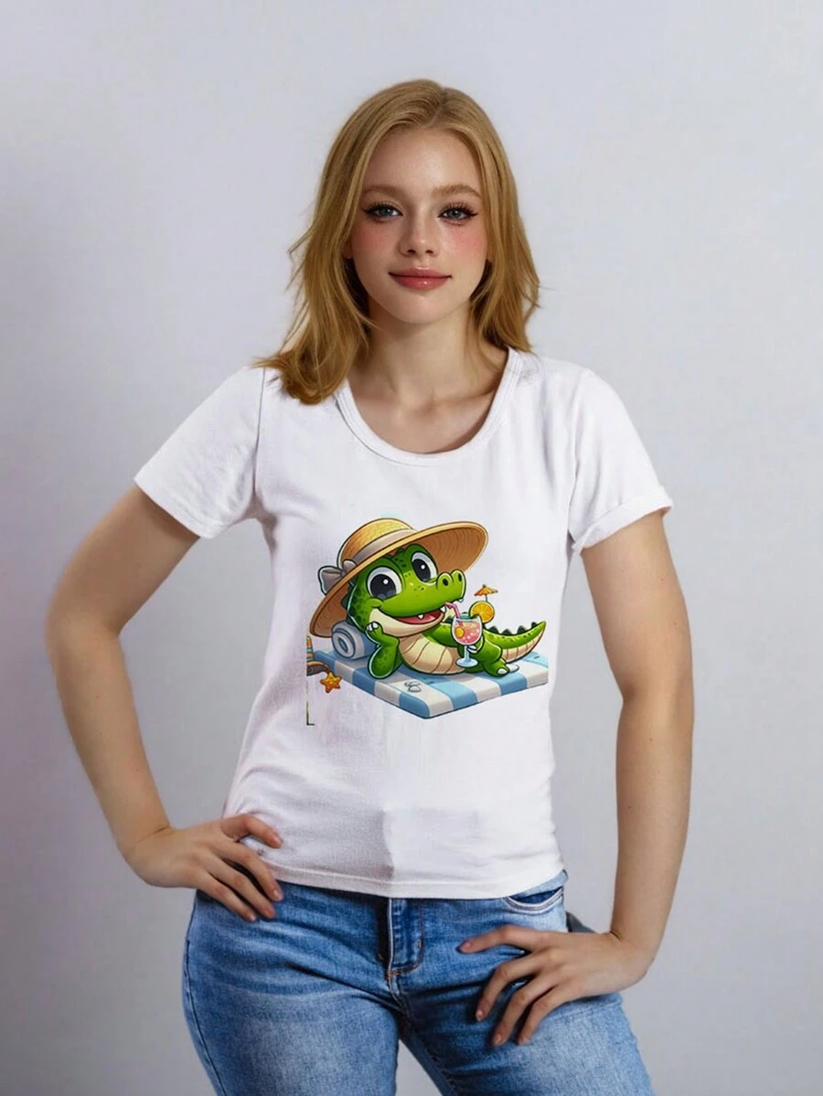 Women's T-Shirt Printed Manga Cutra New - trắng - Xem 1