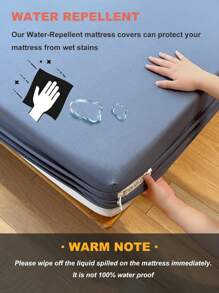 1 tấm bảo vệ nệm chống thấm nước, ga trải giường mềm mại, phù hợp với giường đơn/đôi/cỡ Queen/King, có thể giặt máy, trang trí phòng ngủ, màu xanh dương, đạt chứng nhận Oeko-Tex. - Xanh đậm - Xem 4