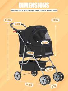 4 Wheels Dog Stroller, Pet Cat Jogger Stroller, Folding Carrier Waterproof Puppy Stroller With Cup Holder & Removable Liner, Dog Strollers For Small Dogs, For Small And Medium Pet Supplies