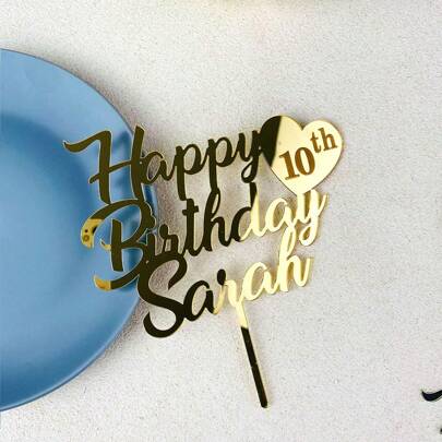 Personalized Happy Birthday Cake Topper Custom Name And Age Gold Mirror Birthday Cake Topper Birthday Party Decor 1pc Waterproof,Ornamental Exquisite,Stylish,Fashionable, Custom,Personalized,Unique Ideal Gifts For Him Her,Boyfriend,Girlfriend,Dad,Mom,Family,Friends,Pets For Anniversaries,For Mother's Day,For Birthdays,For Children's Day,For Father's Day,For Graduation,For Weddings,For Housewarming Dining Room,Living Room,Bedroom,Tea Room,Home, Customized Wedding Tableware, Multi-Functional, Ornamental,Reusable,Exquisite,Stylish,Tea Room,Home,Garden,Office,Warm Ambience, Forever Love, Reusable Keepsake