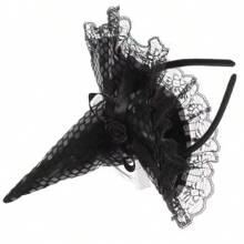 Halloween Decorations Witch Magic Party Hat Headband Masquerade Ball Performance Lace Sequin Hat Headband,Christmas