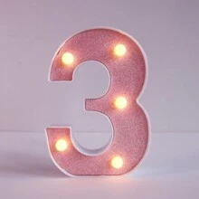 1pc Shiny Pink LED Letter Light, English Alphabet & Number Night Light, Battery Powered, Warm Glow, For Home Decor, Wall Decor, Kitchen Decor, Game Room Decor, Party Decor, Birthday Party, Outdoor Decor, Wedding Decor, Bedroom, Study, Graduation Party, Camping Decor