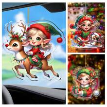 1 万圣节仙女仙女、绿蝴蝶仙女节日派对装饰、圣诞仙女仙女、家庭花园树牌匾标志、背包钥匙链吊坠 - 彩色 - 查看 4