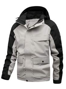 2024秋冬新款男士防风防水夹克，户外露营登山外套 - 淺灰色 - 查看 1