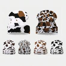 Women's Cow Print Beanie Men's Cuffed Knit Hat Winter Warm Beanie Caps - Multicolor - View 12
