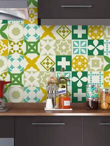 1 rollo Papel pintado autoadhesivo, pegatinas de azulejos de estilo marroquí, pegatinas de pared de cocina reforzadas a prueba de aceite, papel pintado para renovar muebles, papel pintado estético para decoración del hogar en cocina y baño 120 x 30 cm - Multicolor - Ver 8